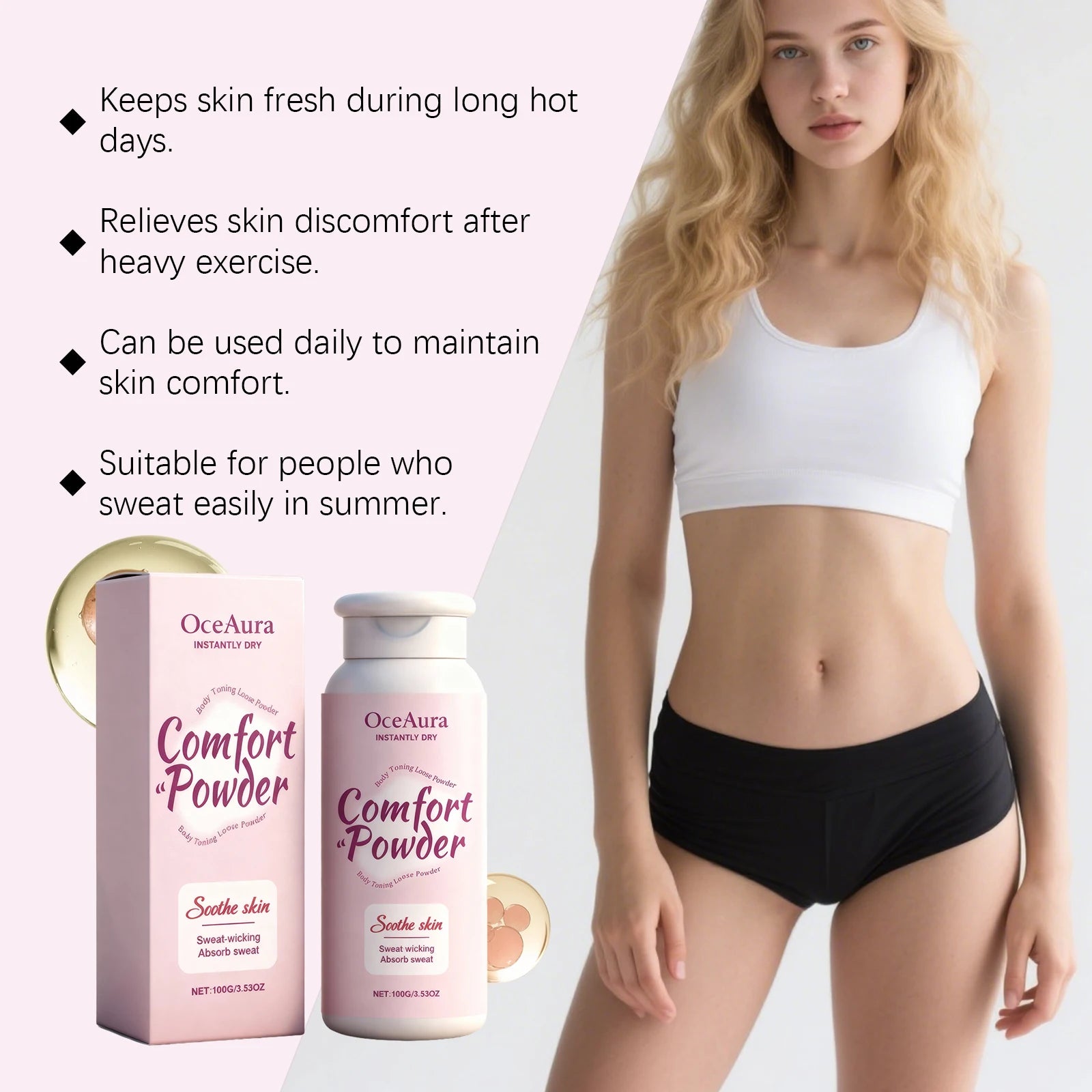 OceAura Comfort Body Powder Sweat Wicking Skin Soothing Refreshing Care - 11