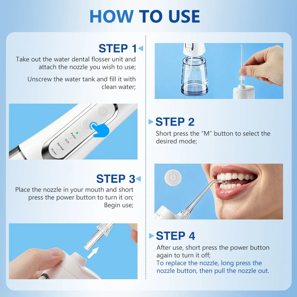 USB Rechargeable Water Flosser Oral Irrigator Dental Cleaner - 13