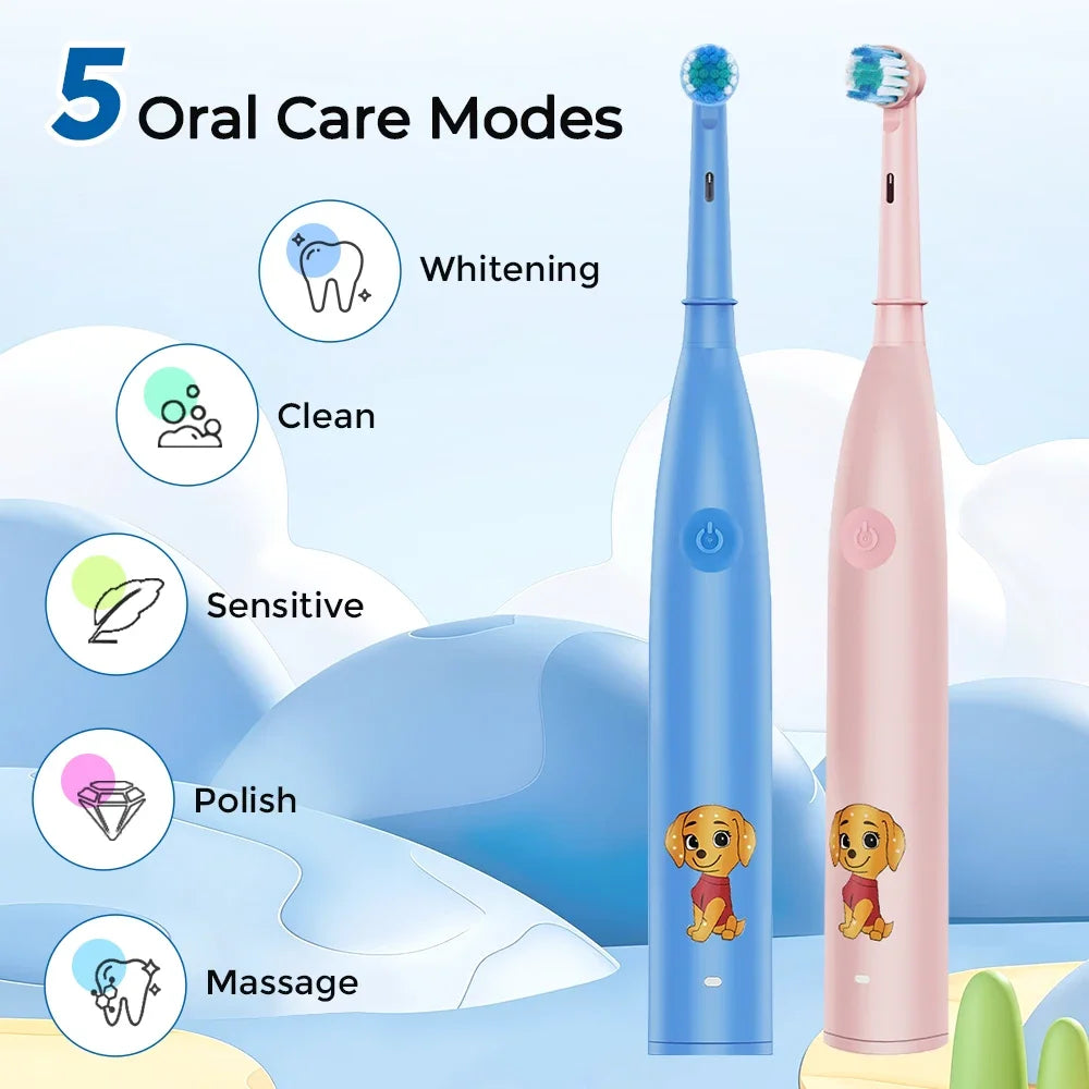 Kids Electric Toothbrush Cartoon Rechargeable Sonic Vibrate