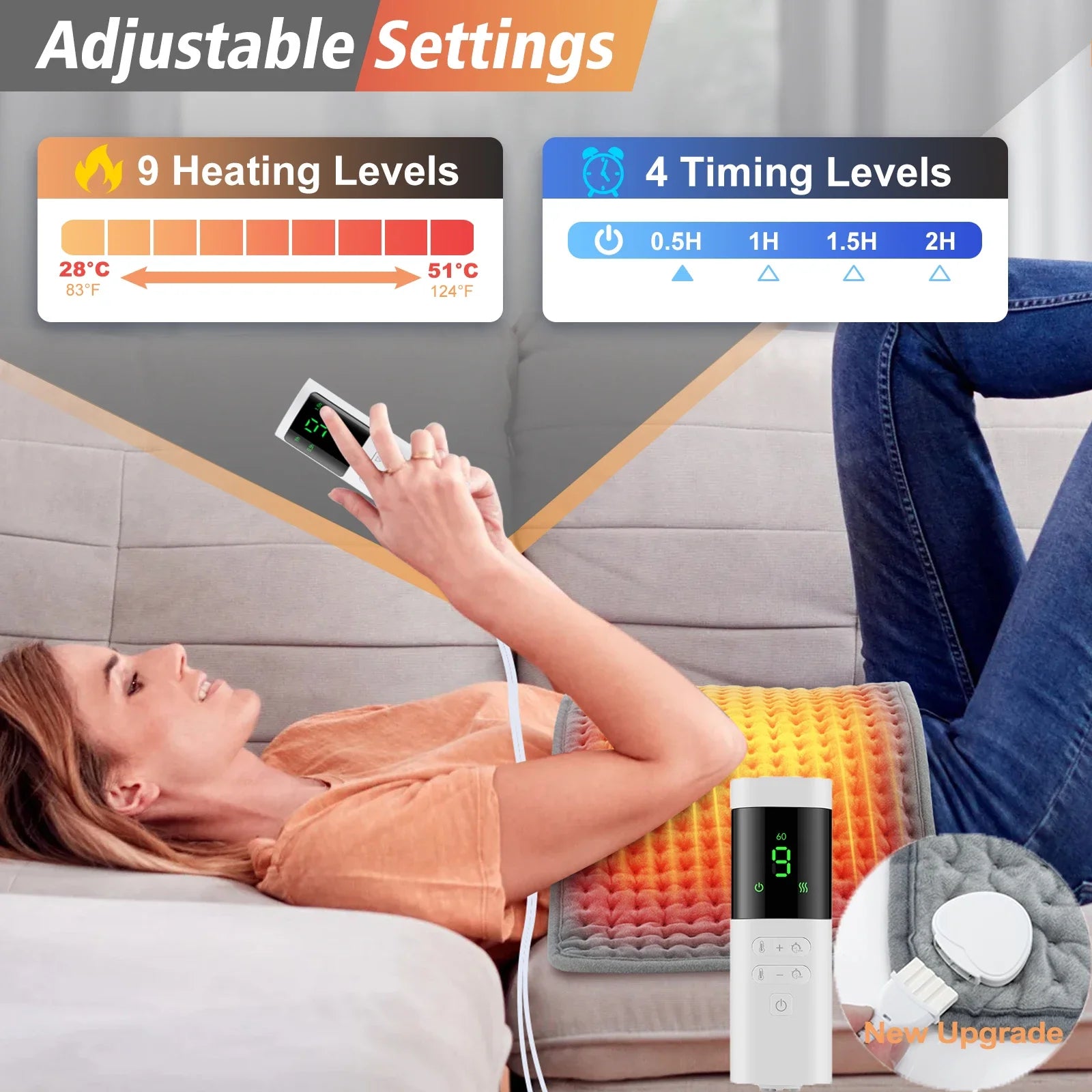 Electric Heating Pad 9 Gear Adjustable Temperature Warm Mat - 2