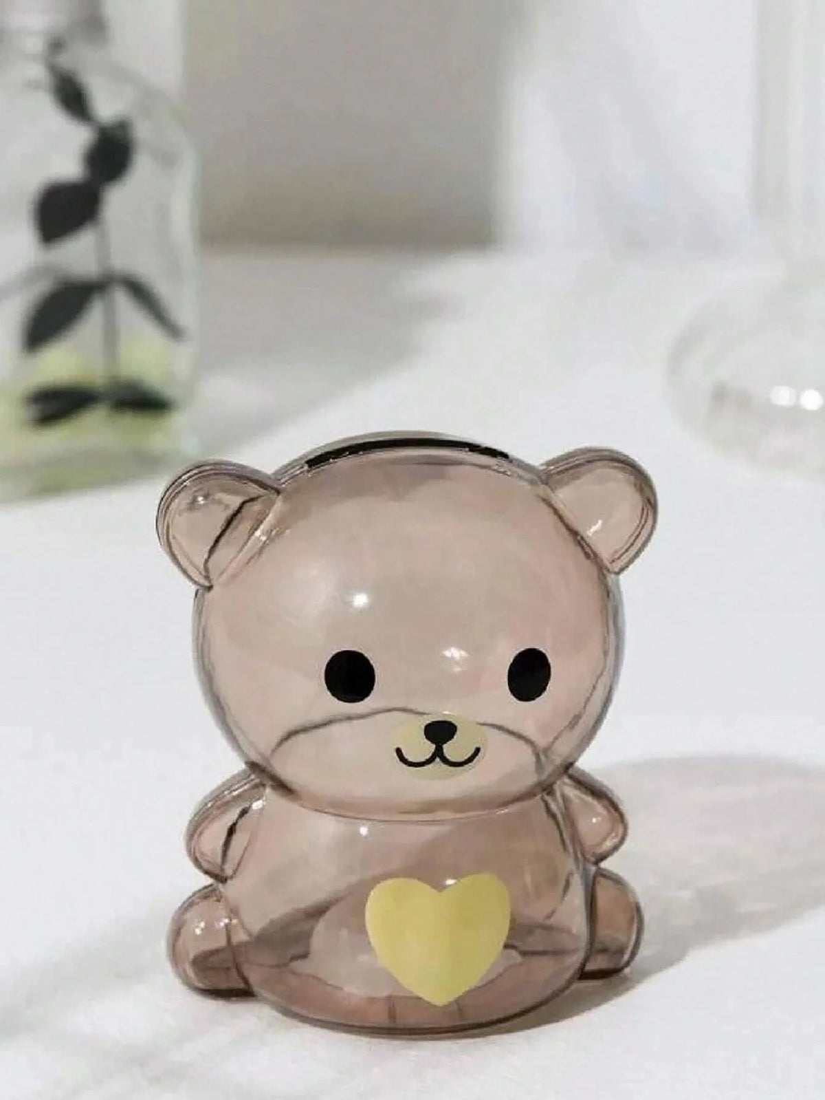 Transparent Bear Piggy Bank Creative Cartoon Money Saving Box Decor