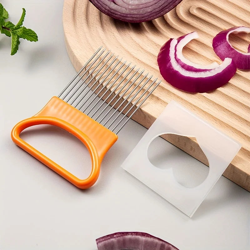 Stainless Steel Onion Holder Slicer Vegetable Fruit Cutting Assistant Tool - 5
