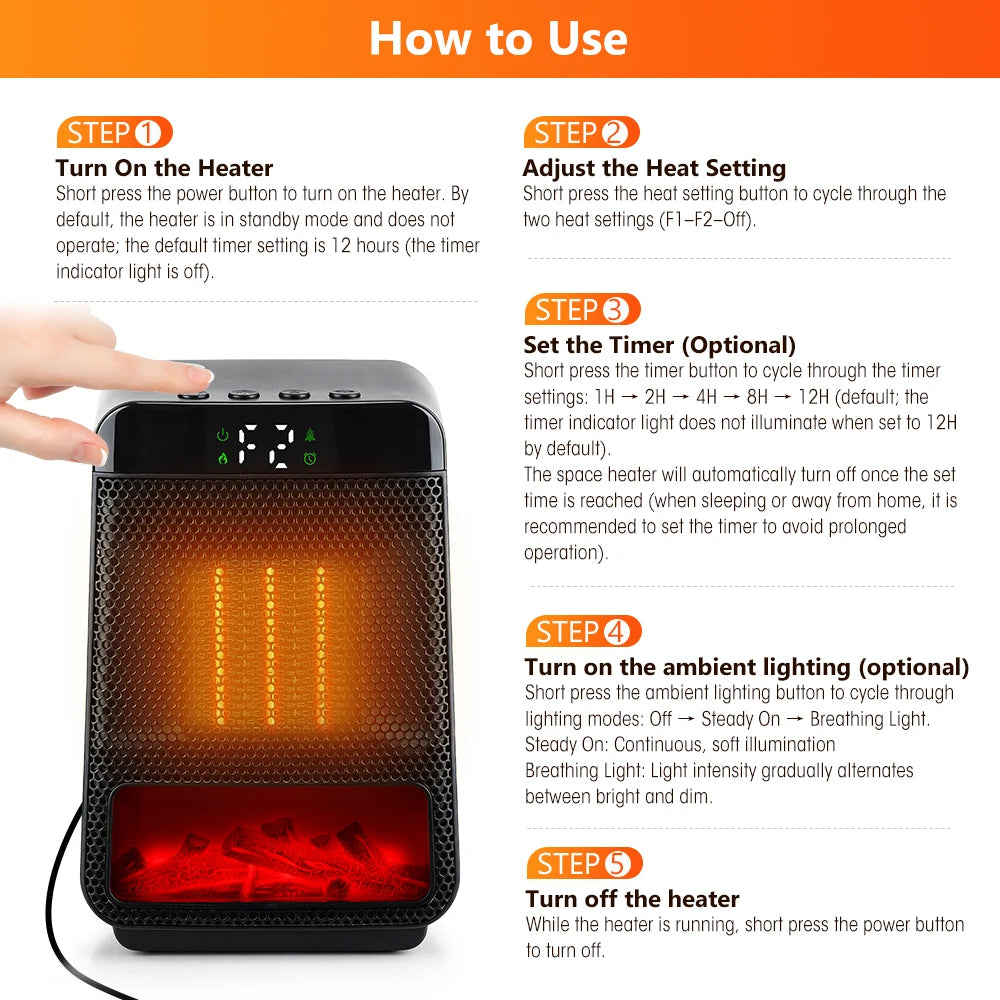 Portable Desktop Electric Heater PTC Ceramic Fast Warm Air Blower