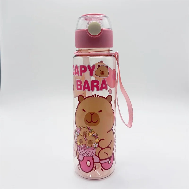700ml Capybara Water Bottle Leak Proof Sports Cup with Straw and Strap - 9