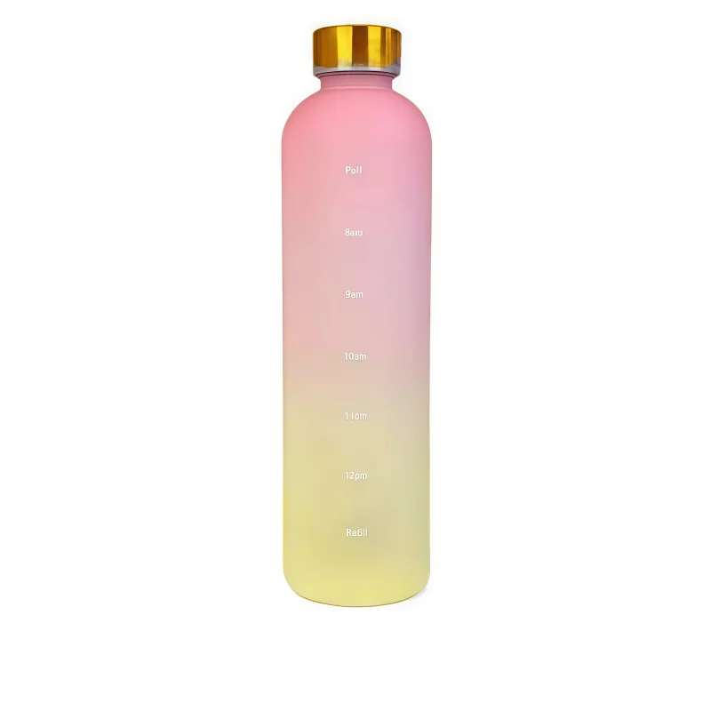 1000ml Motivational Water Bottle with Time Marker Leakproof Sport Flask - 12