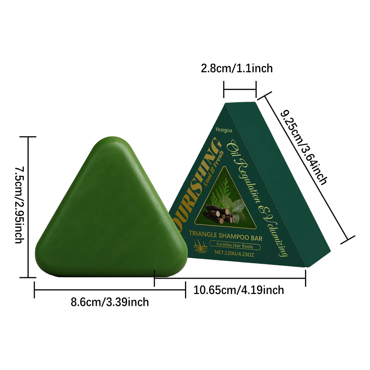 Triangle Green Hair Growth Shampoo Bar Herbal Anti Hair Loss Soap