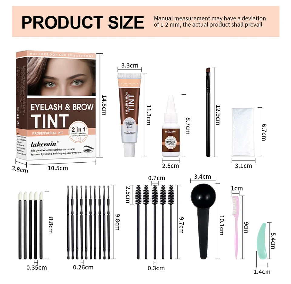 Lakerain Eyelash And Brow Tint Kit Waterproof Eyebrow Makeup Dye Set - 17