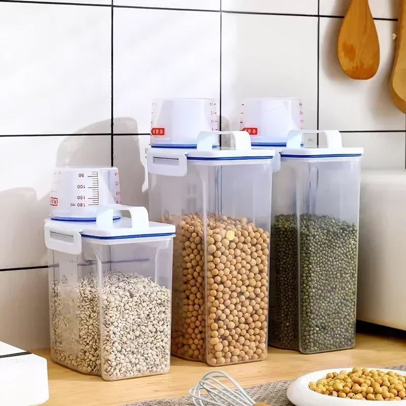 4 Pack Airtight Rice Storage Container Set with Measuring Cup Dispenser - 10