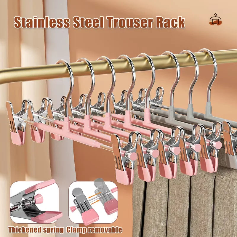 Non-Slip Stainless Steel Pants Hangers with Clips for Skirts and Jeans - 5