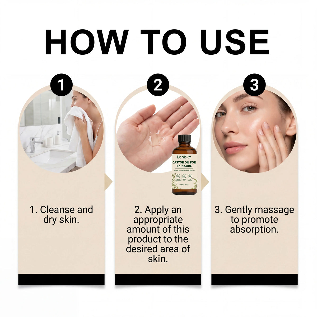Laniska Cold Pressed Castor Oil for Skin Hydration and Body Massage Care