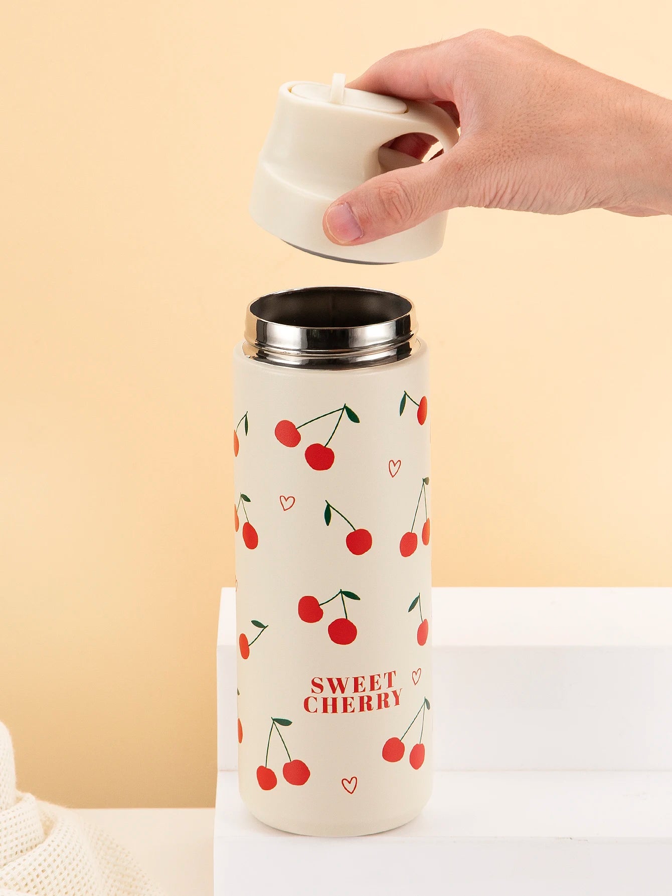 500ml Bow Print Insulated Stainless Steel Tumbler Cup with Straw - 8