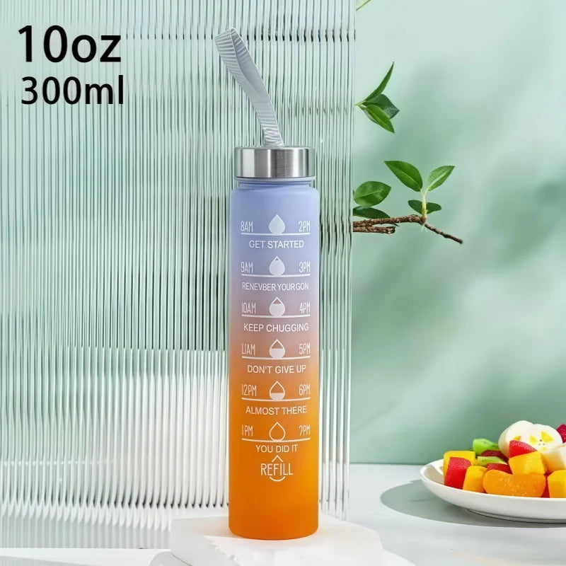 300ml Motivational Water Bottle Leakproof Sport Gym Fitness Jug - 9