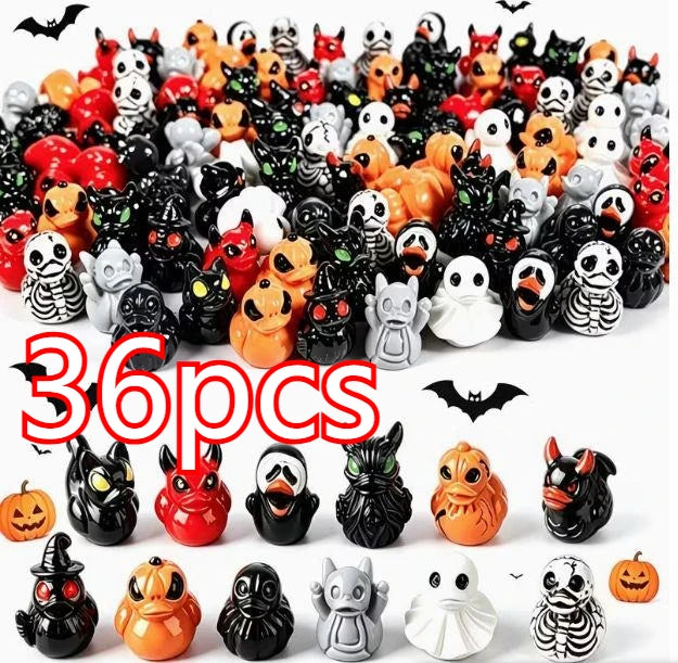 48Pcs Halloween Duck Figurines Mini Ghost Resin Ornaments for Fairy Garden