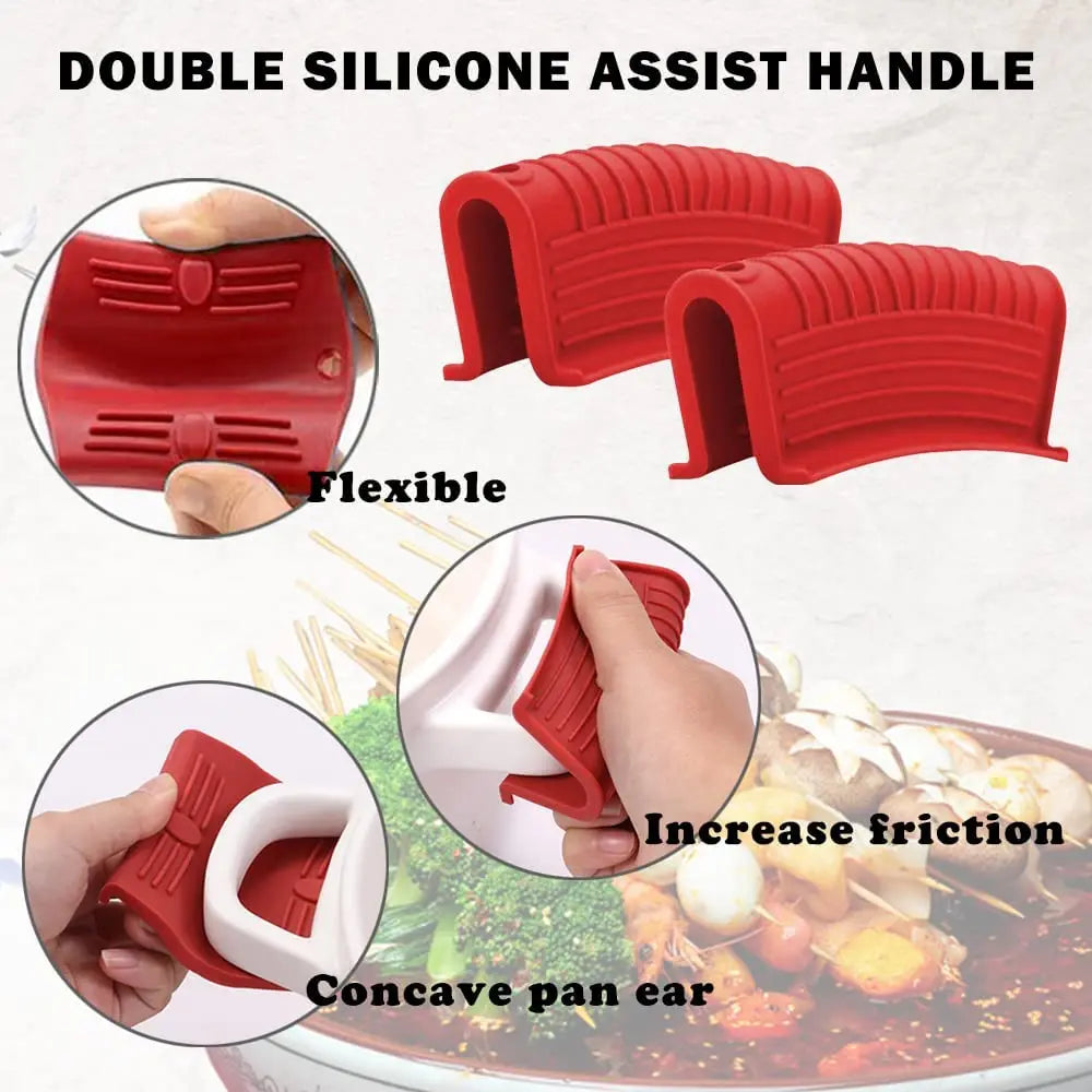 2 Pcs Silicone Hot Handle Holder Heat Resistant Skillet Pot Grips - 8