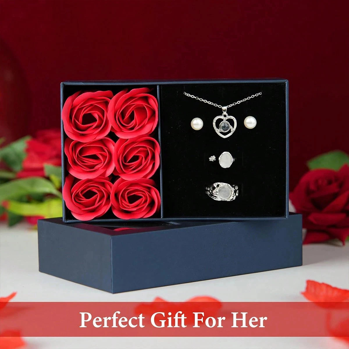 Eternal Rose Jewelry Gift Box for Valentine Day Anniversary Necklace