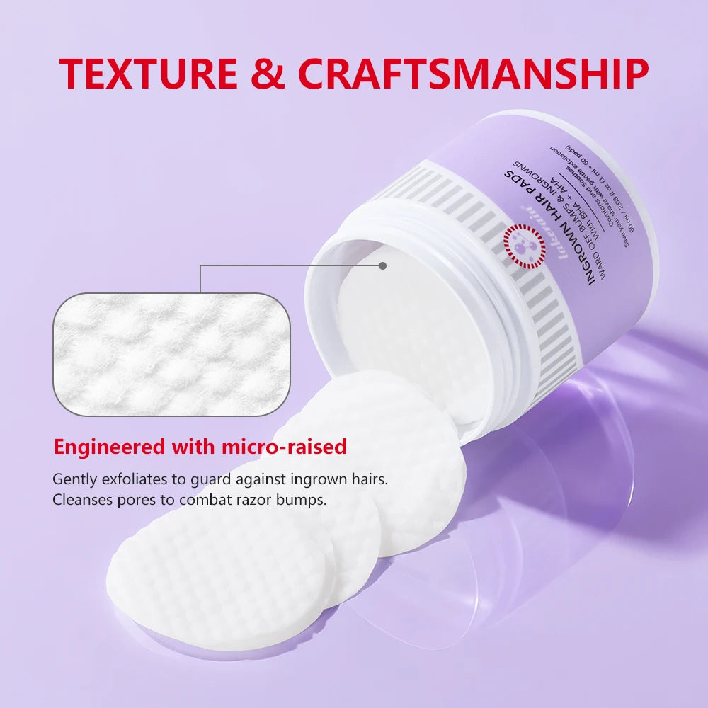 Ingrown Hair Treatment Pads Exfoliating Razor Bumps Aftershave Care - 5