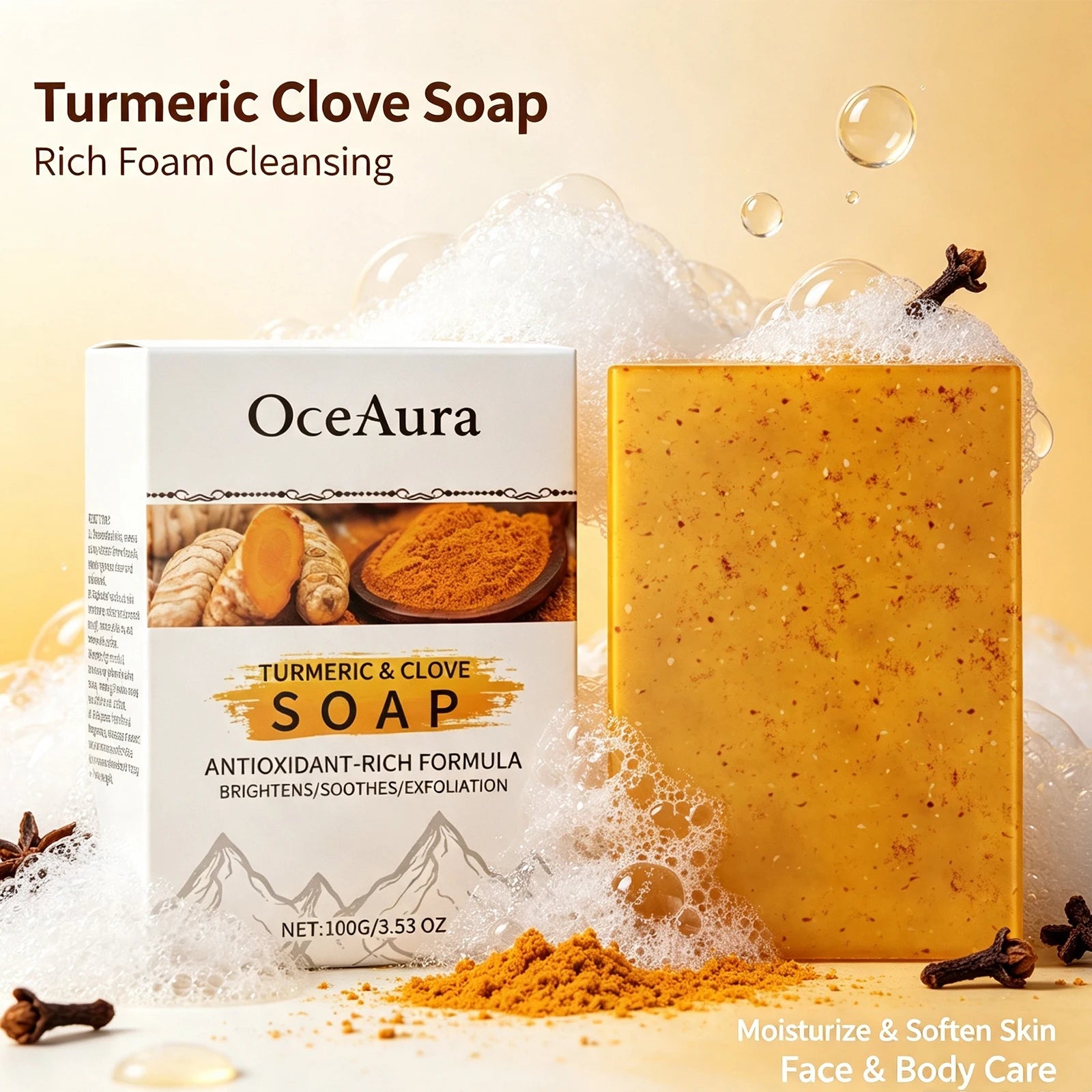 Turmeric Clove Soap Bar Exfoliating Face and Body Cleansing Bar - 6