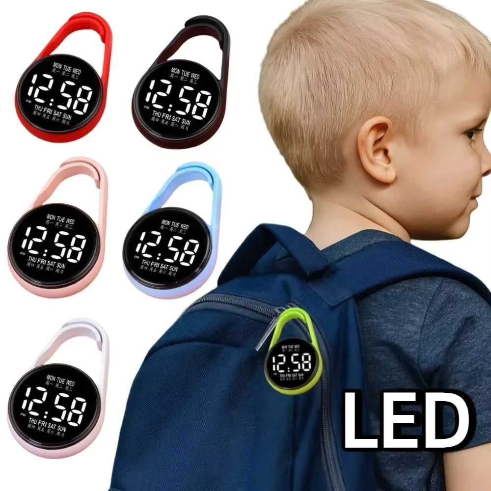 2PC LED Digital Hanging Pocket Watch Waterproof Luminous Carabiner Clock - 2