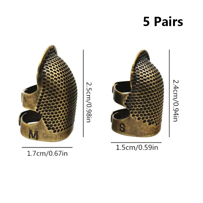 2PCS Vintage Adjustable Sewing Thimble Metal Finger Guard Needle Tool