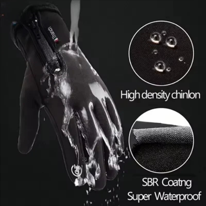 Mens Thermal Winter Gloves Waterproof Touch Screen Non-Slip Riding Gear