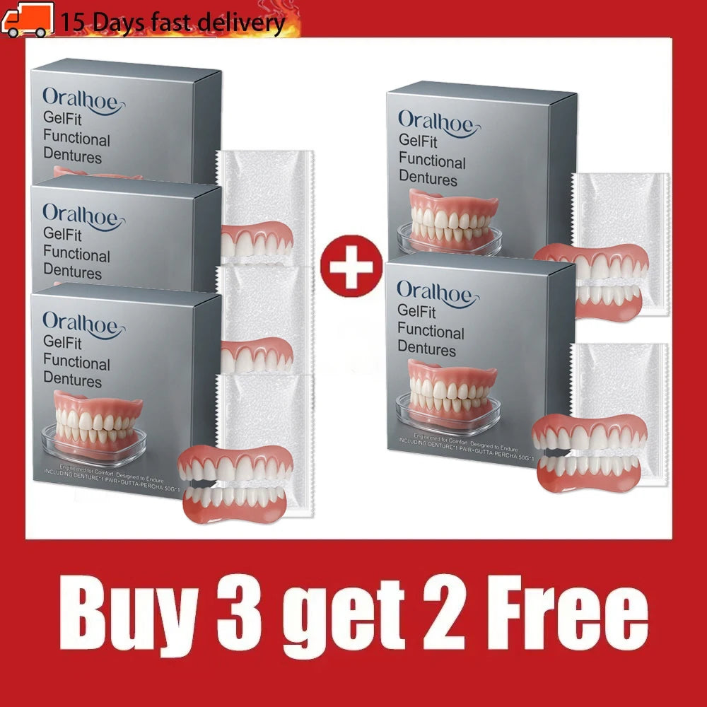 Silicone Dentures False Teeth Full Set Temporary Fit - 9
