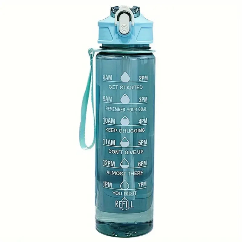 800ml Motivational Water Bottle Leak Proof Sports Jug with Time Marker