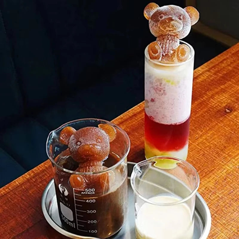 Cute Bear Silicone Ice Cube Tray Mold for Whiskey Coffee and Cocktails