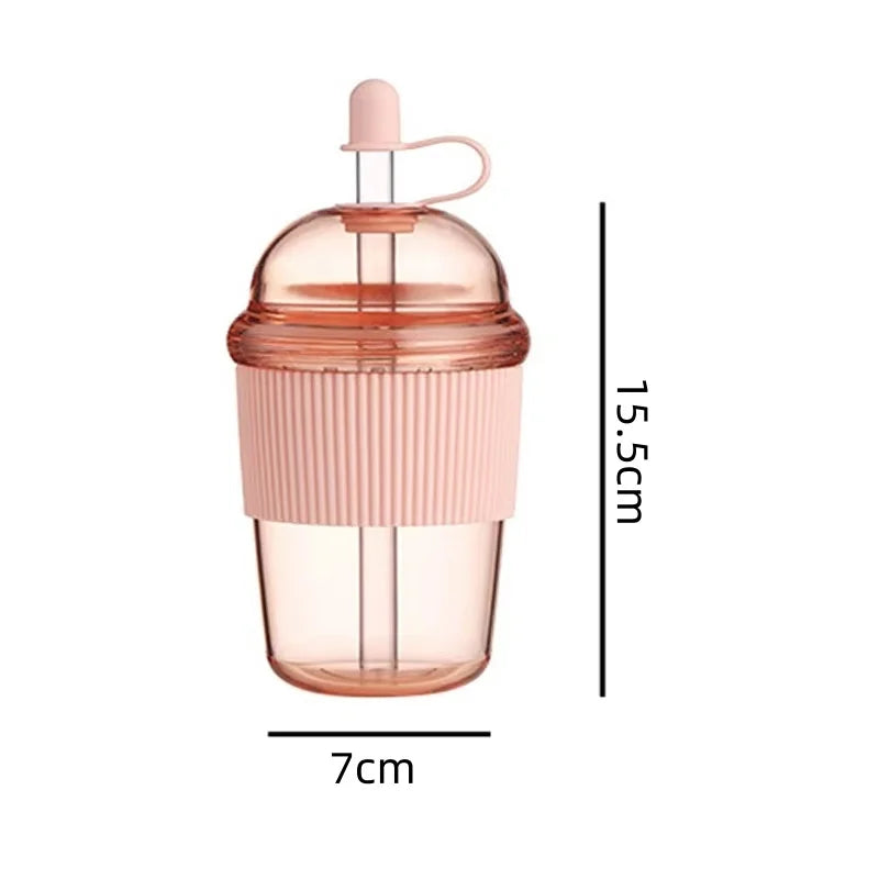 430ml Portable Plastic Straw Cup Ins Style Heat Resistant Water Bottle