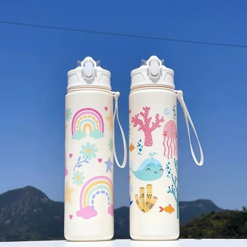 750ml Dinosaur Kids Water Bottle Leakproof Sippy Cup with Straw - 6
