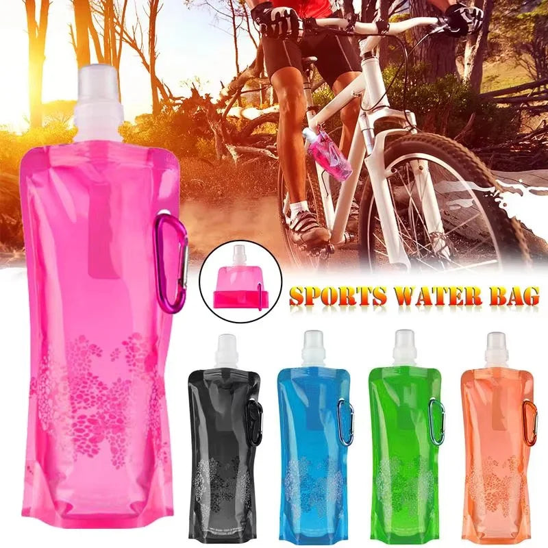 Portable Foldable Water Bag 500ml Soft Flask for Hiking and Camping