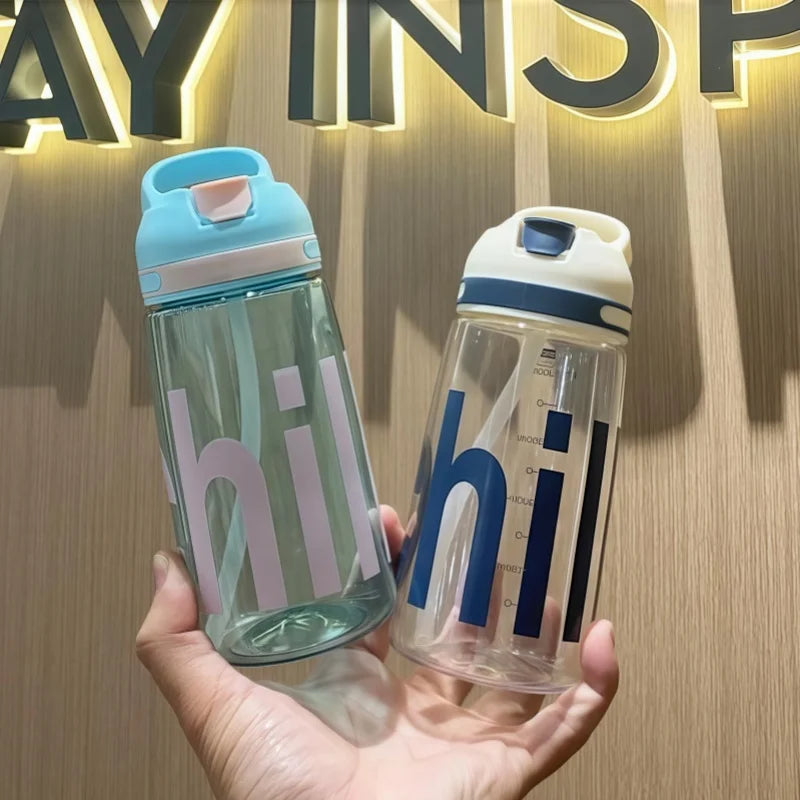 450ml Sports Water Bottle Leak Proof Portable Straw Drinking Cup - 4