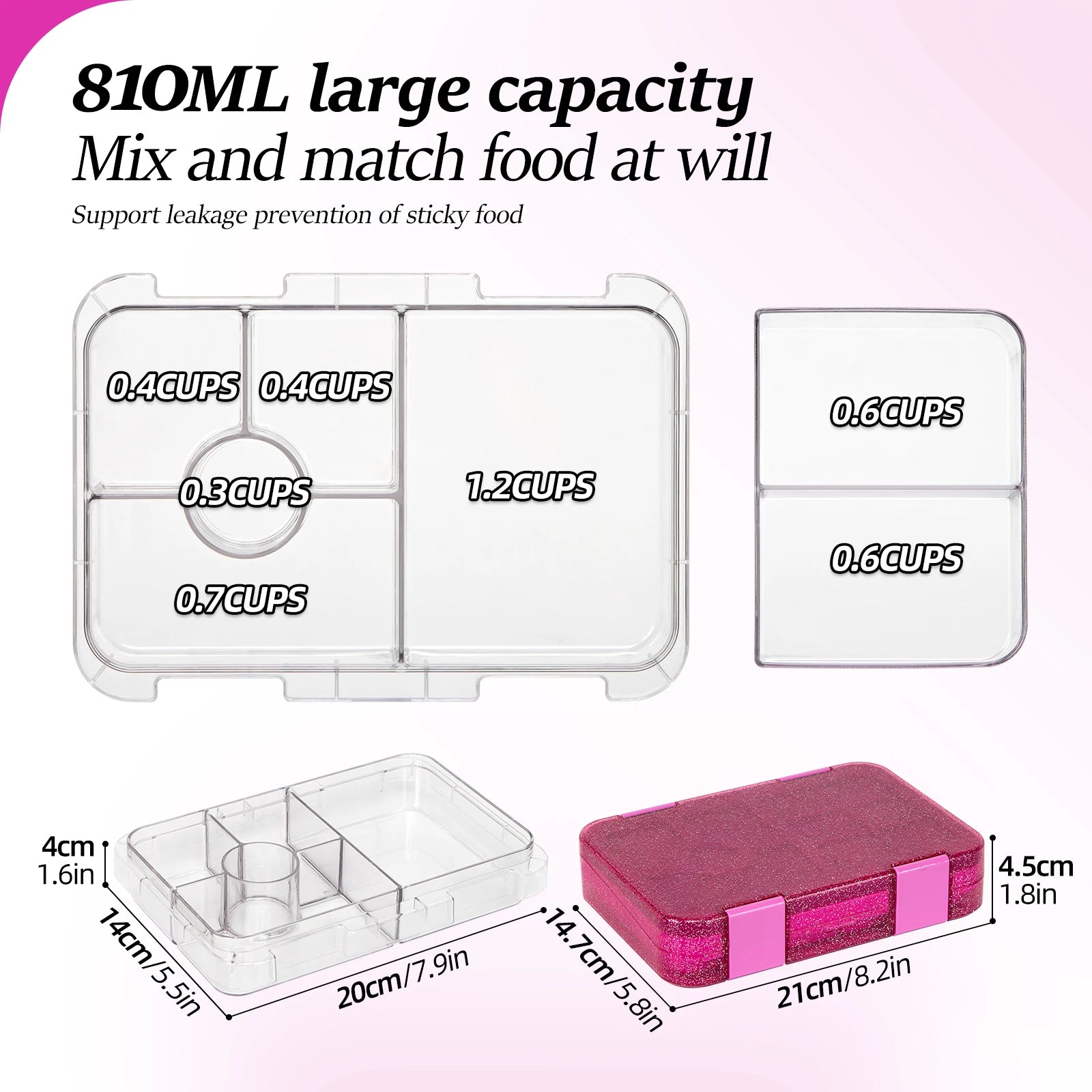 Portable Bento Lunch Box Leak Proof Food Container for School and Office - 2