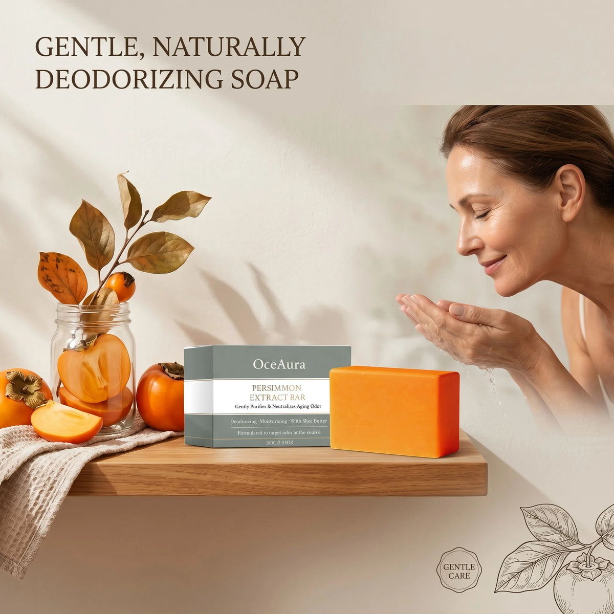 Persimmon Deodorizing Body Soap Aging Odor Neutralizer Skin Care Bar