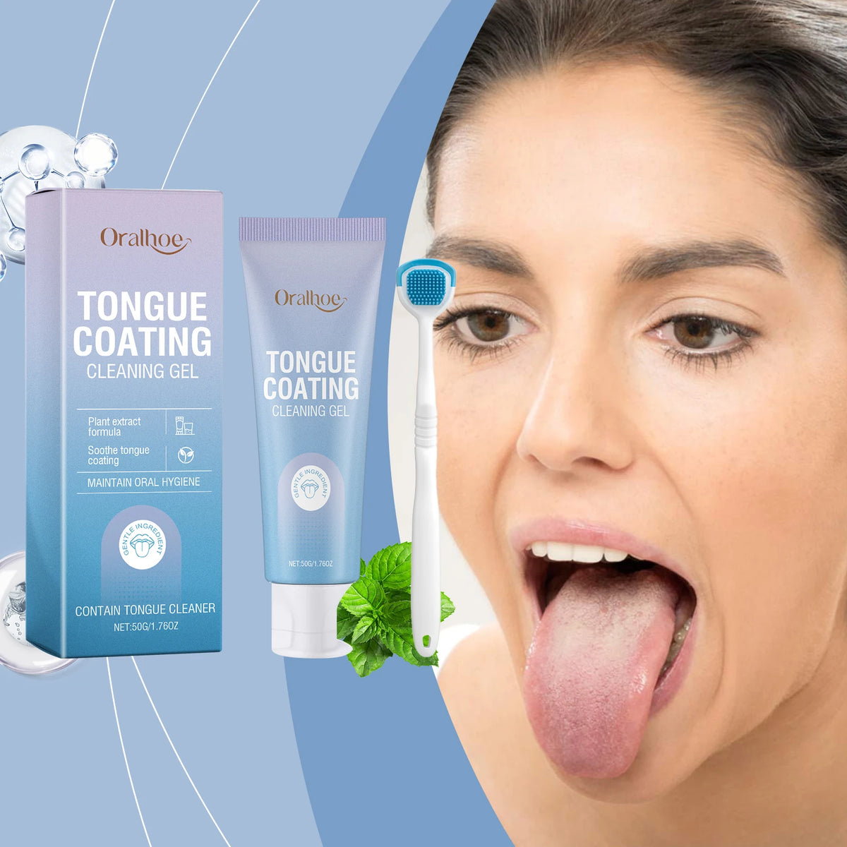 Tongue Cleaner Gel And Scraper Fresh Breath Oral Care Set