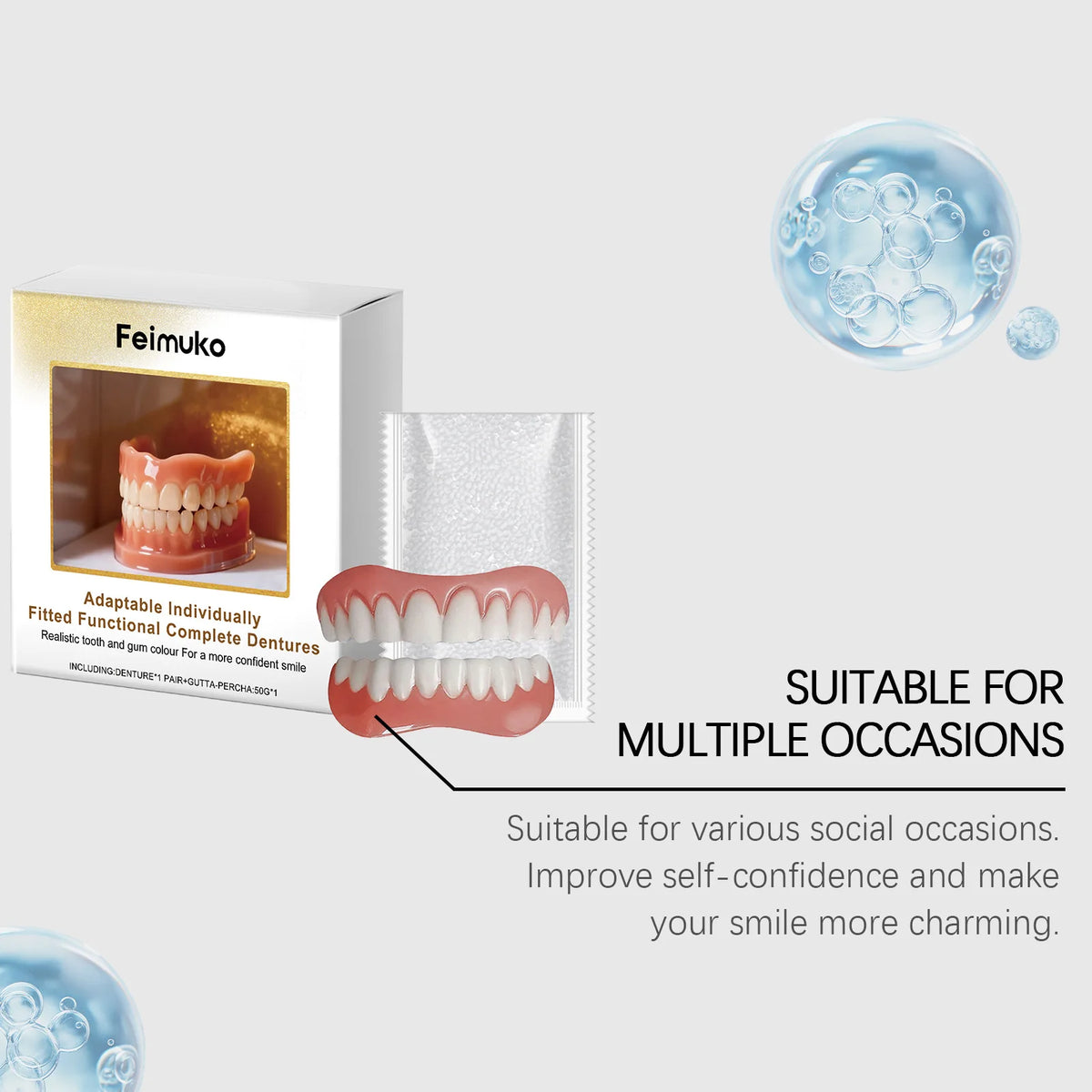 Denture Silicone Kit Soft Liners Upper And Lower Teeth Set