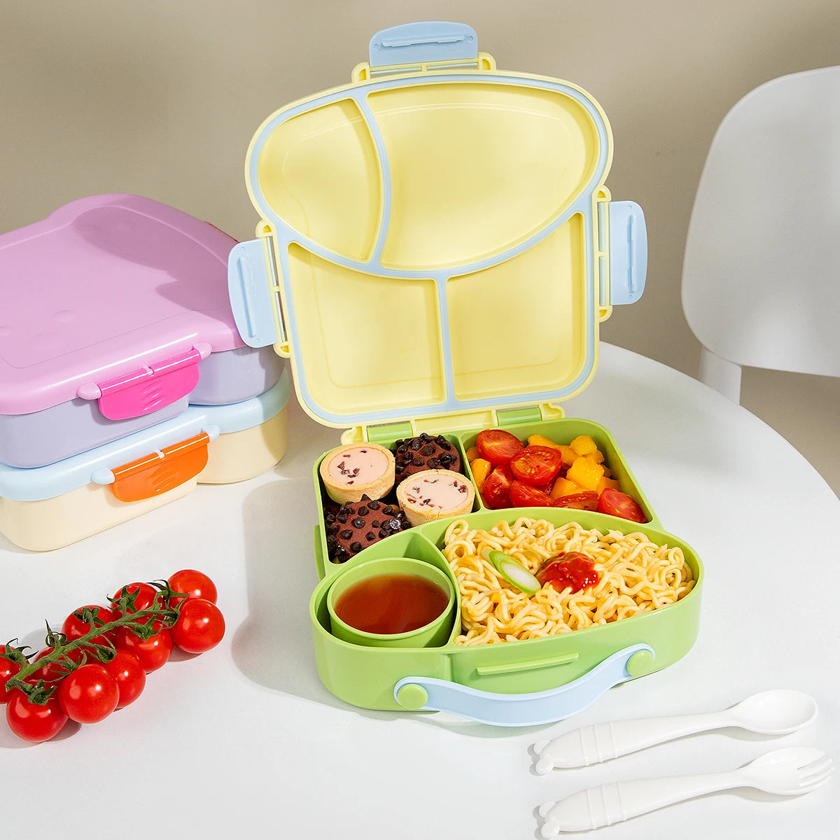 Cute Cartoon Bento Lunch Box Portable Food Container with Compartments