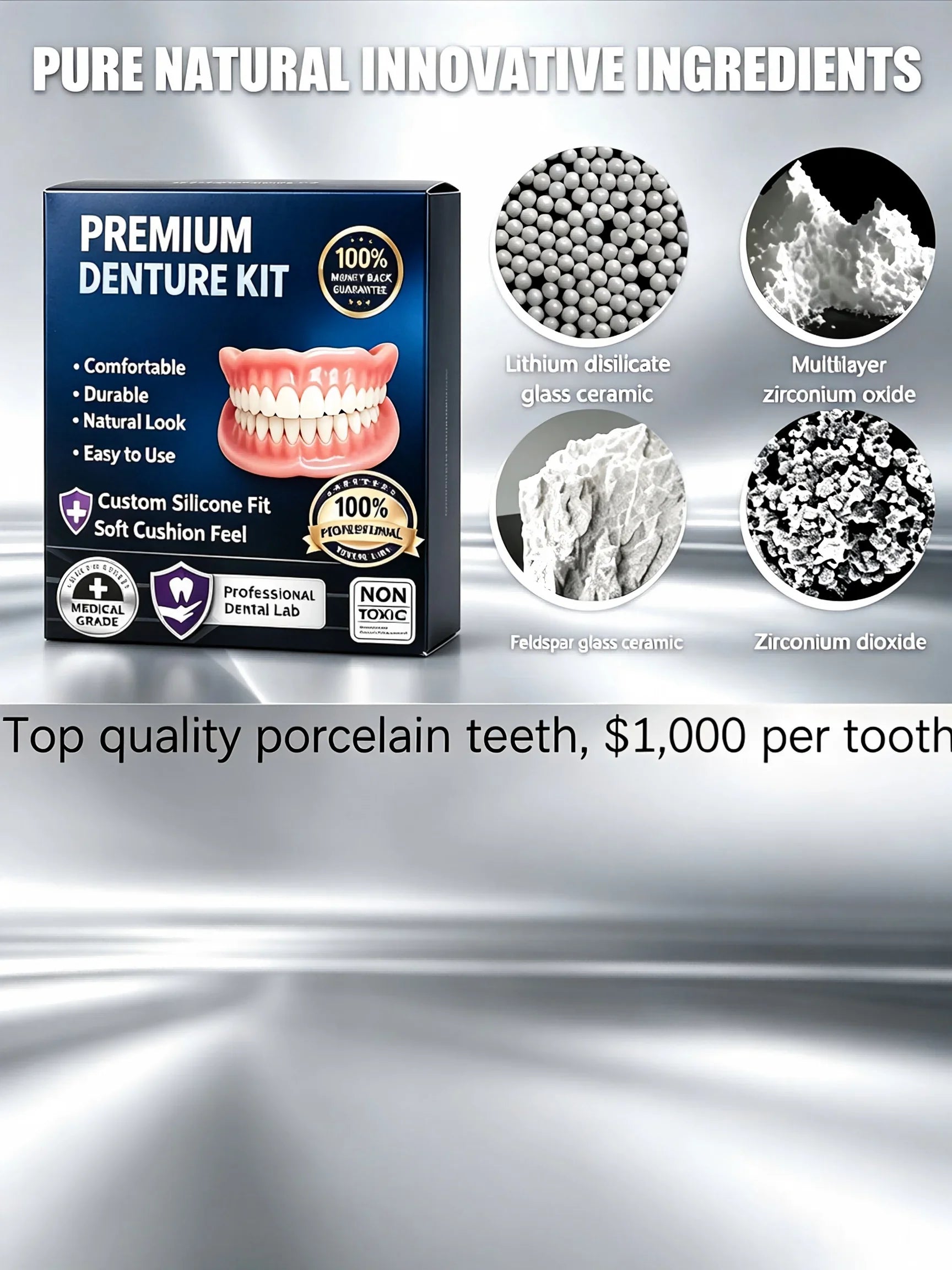 Temporary Silicone False Teeth Kit Cosmetic Smile - 12