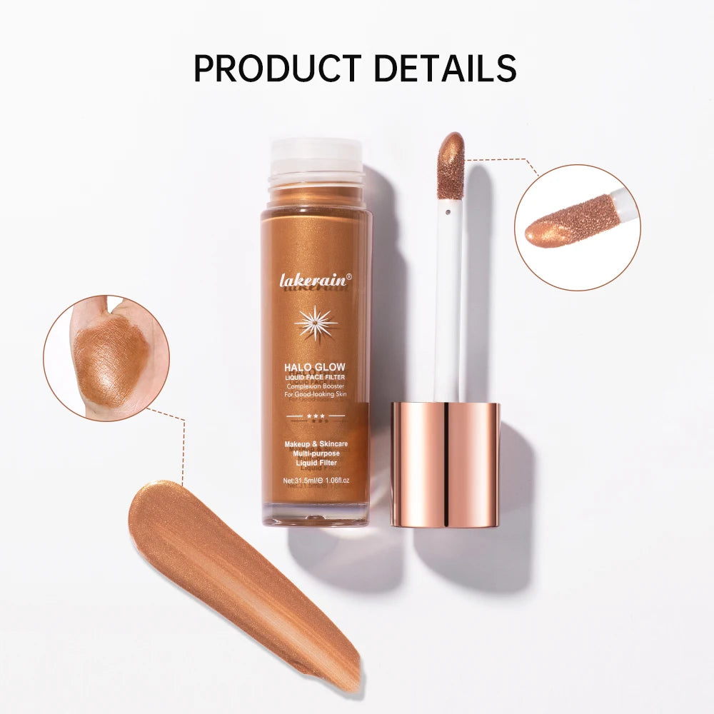Halo Glow Liquid Face Filter Highlighter & Dewy Skin Bronzer Serum