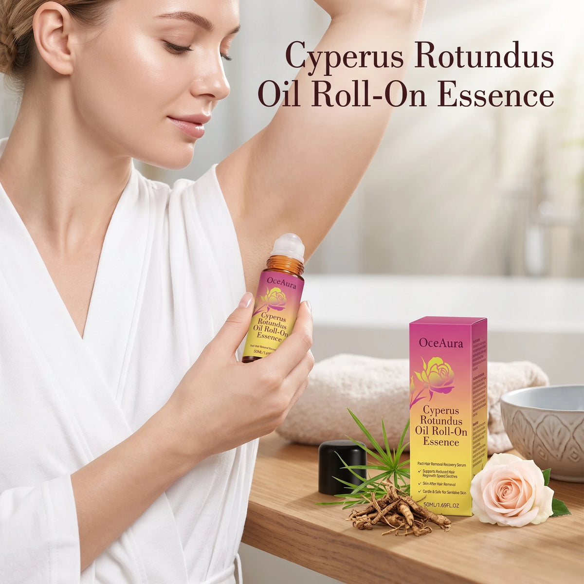 OceAura Cyperus Rotundus Roll On Oil Essence Post Hair Removal Care