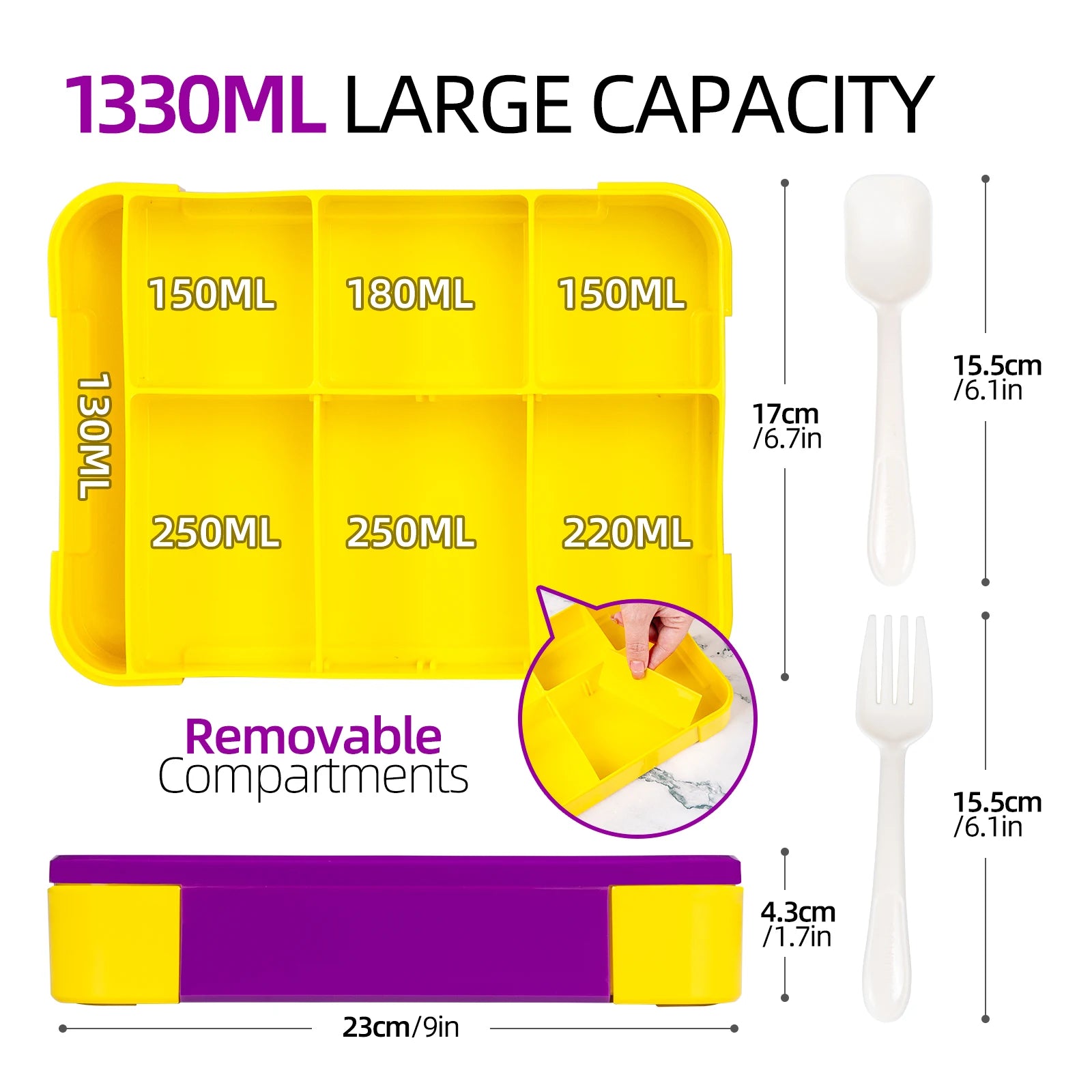 YOCITY Kids Bento Lunch Box Leakproof Divided Food Container for School - 7