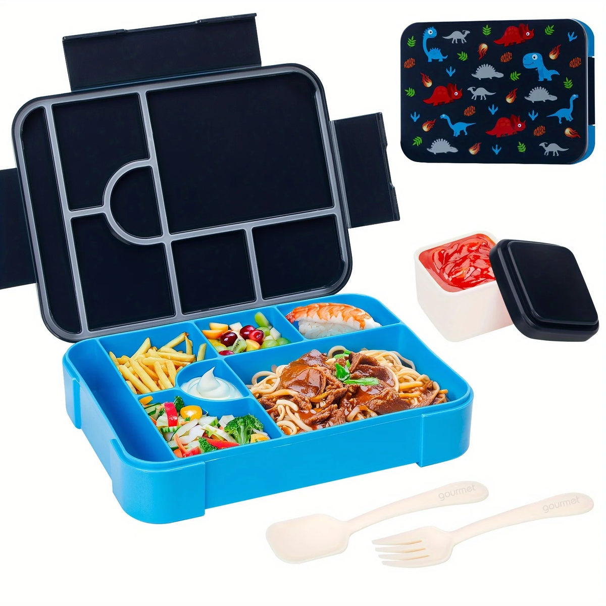 Leak-Proof Bento Lunch Box Set Divided Food Container for Kids