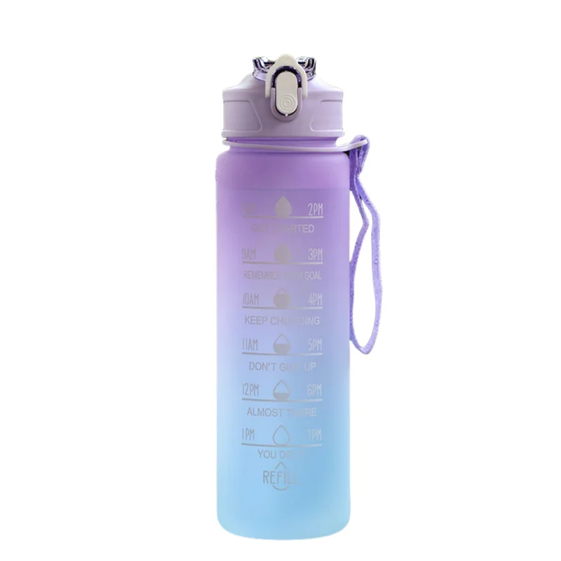 Motivational Sports Water Bottle with Time Marker and Leak Proof Straw - 26