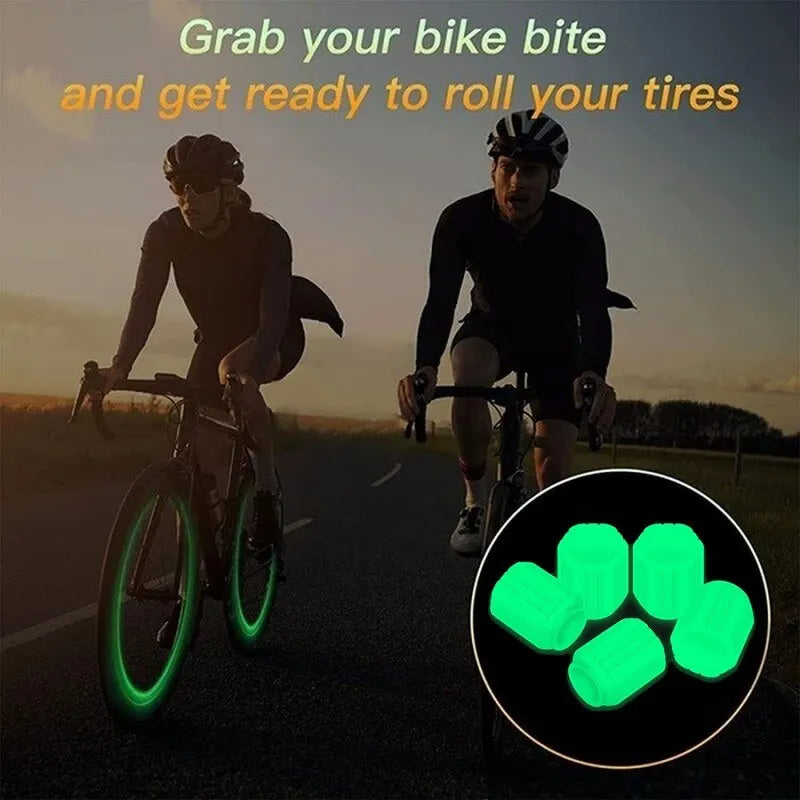 Universal Luminous Tire Valve Caps Glow in the Dark Bike Stem Covers - 1