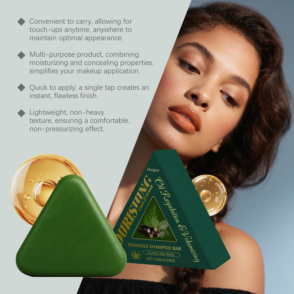 Triangle Green Hair Growth Shampoo Bar Herbal Anti Hair Loss Soap