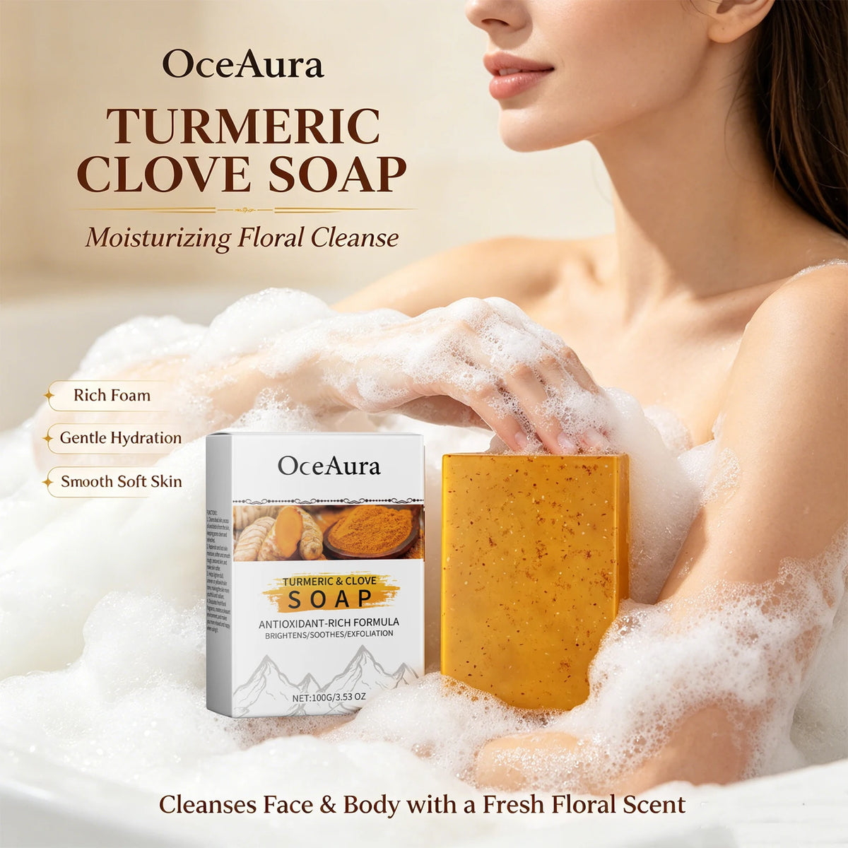 Turmeric Clove Soap Bar Exfoliating Face and Body Cleansing Bar