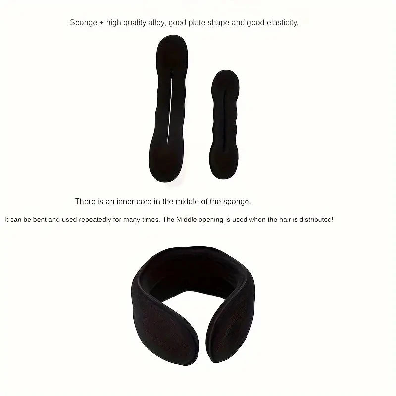 2pcs Hair Bun Maker Sponge Curler Donut Styling Tool for Elegant Updos