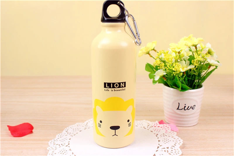 Cute Animal Water Bottle 500ml Portable Aluminum Kids Sports Flask