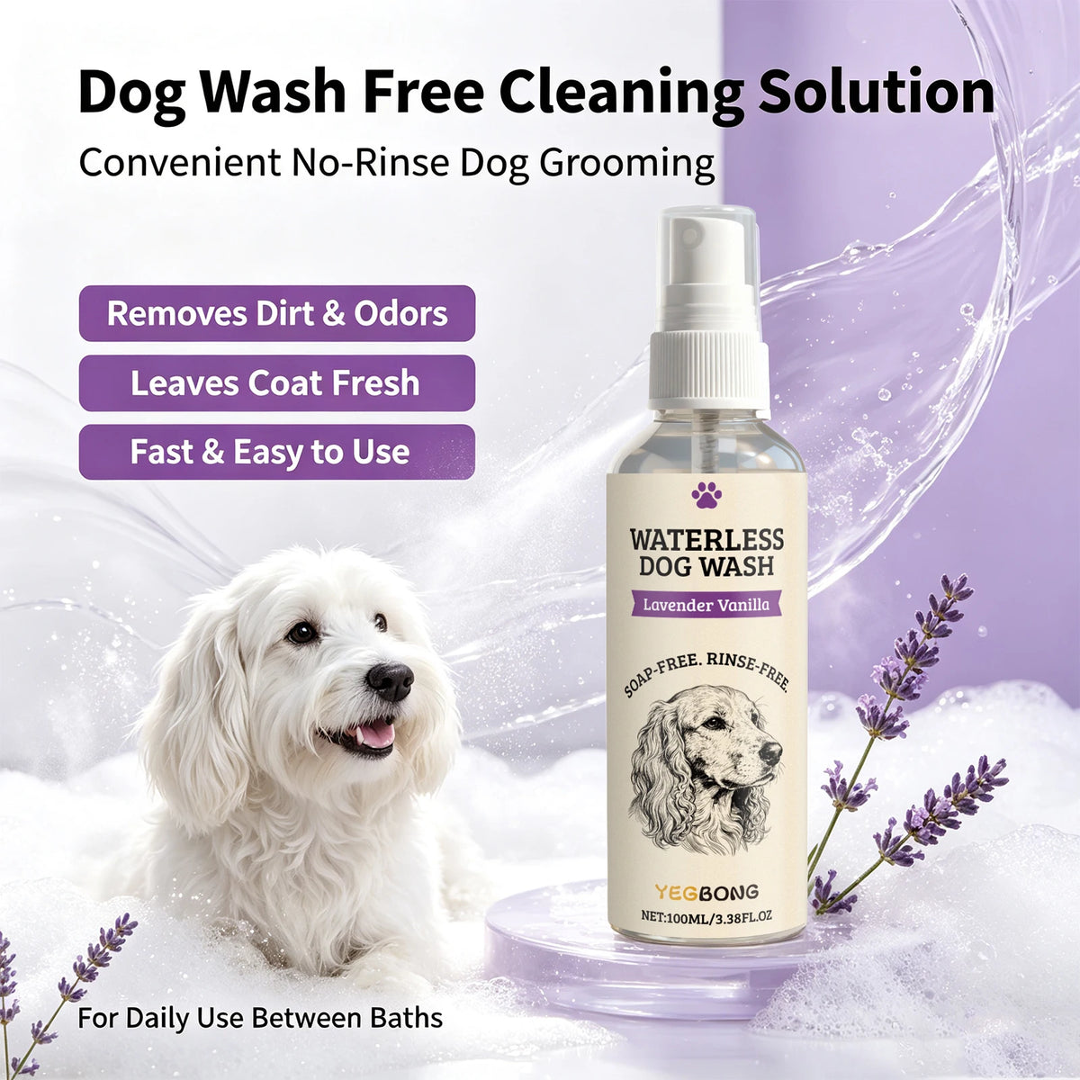 Waterless Dog Shampoo Spray Foaming Dry Bath Pet Cleaning