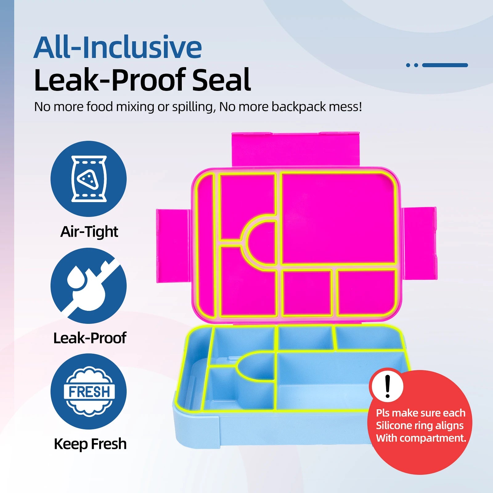 1100ml Leakproof Bento Lunch Box Microwavable Tritan Food Container - 26