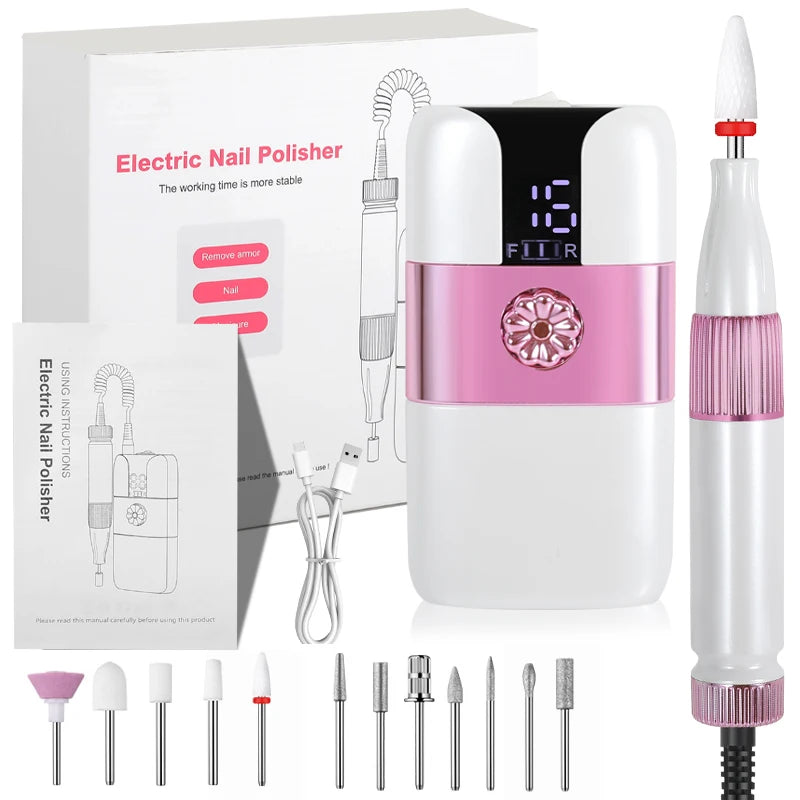 Rechargeable Professional Nail Drill Machine File Set